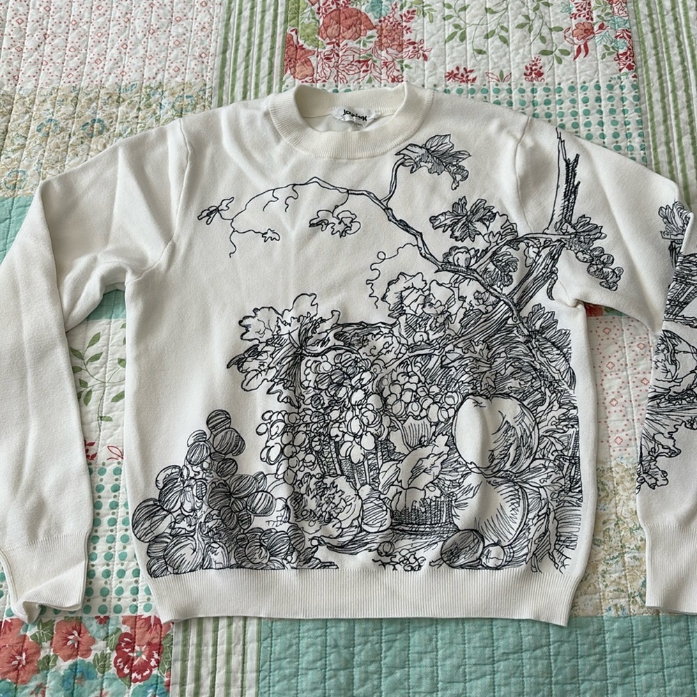 Desigual White Graphic Botanical Crewneck Sweatshirt
